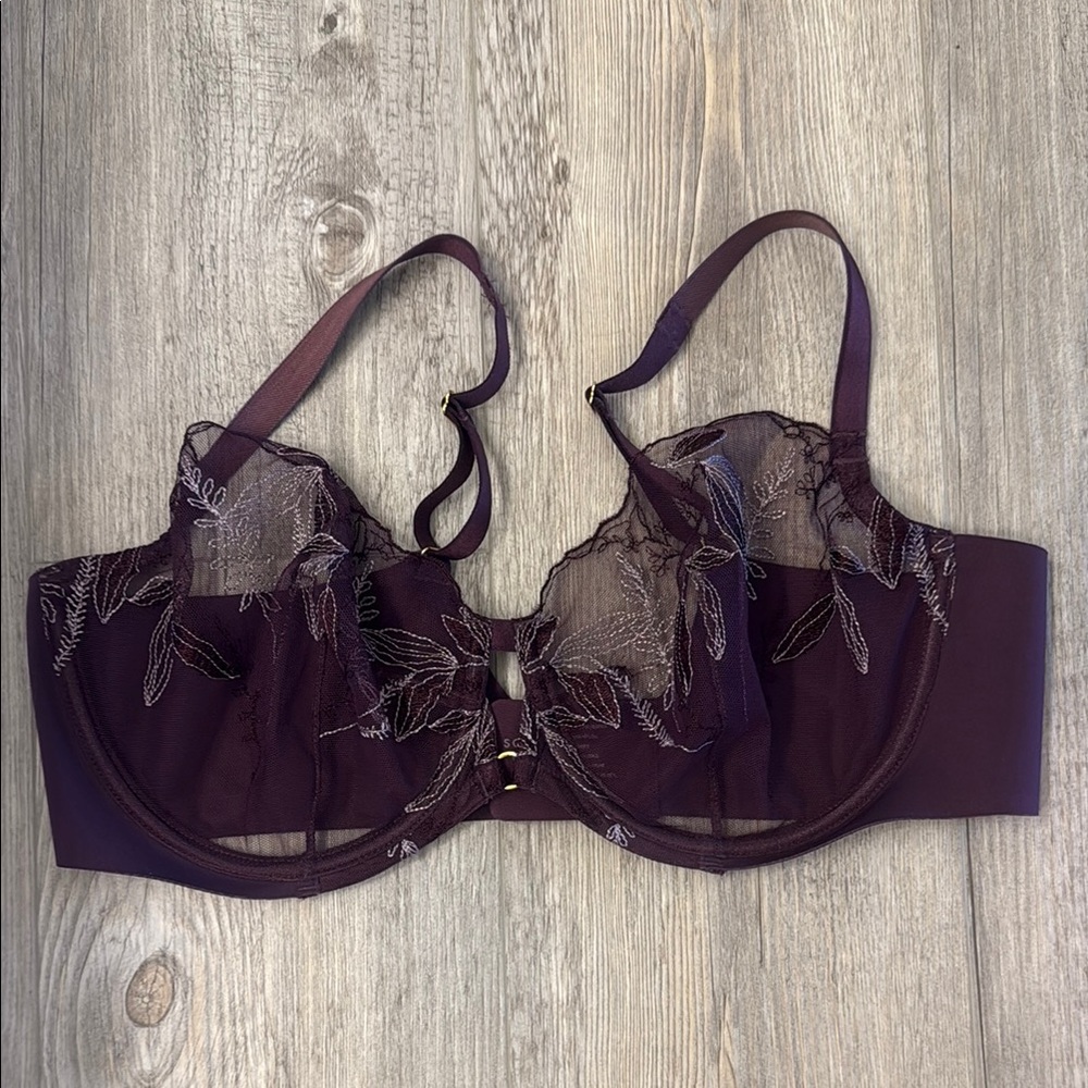 Soma Purple Underwire Bra with Sheer Overlay